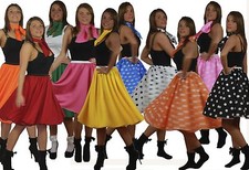 Adults Full Circle Rock & Roll Skirt & Neck Scarf Set 1950's Women's Fancy Dress