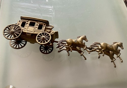 Solid brass horses - horses, wagon