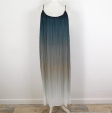 River Island Green/Grey Ombre Pleated Maxi Dress Size 24 Curves Edit Brand New