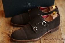 Grenson Brown Suede Silver Double Monk Buckle Shoes Men's UK 10 F US 11 EU 44