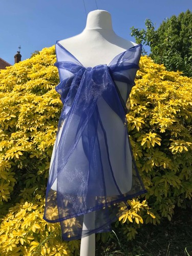 Navy blue organza - blue, shawl