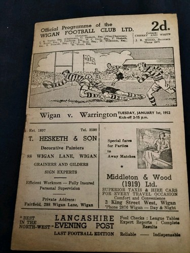 Vintage rugby league programme - vintage,