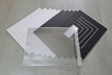 Black Picture Photo Mounts+Backs+Clear Bags- Choice of Sizes and Packs