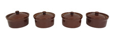 Pearsons of Chesterfield Brown Stoneware Pot Dishes W/Lids Used Good H18 W359