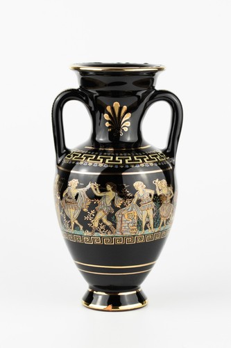 Greek black gold vase 24k - greek,