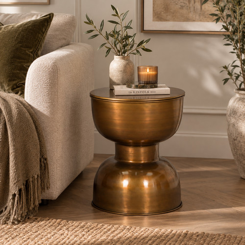 Bronze effect side table - bronze,