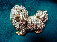Swarovski Crystal Brooch Maltese Dog Pave 1999 Rare Pekinese Lhasa Apso Shih Tzu