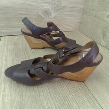 Clarks Wedge Sandals Wide Fit E Size UK 5.5 Brown Leather New Adjustable Strap