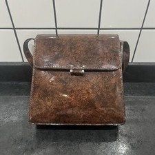 Debenhams - Brown Faux Patent Leather Cross-Body Shoulder Bag Handbag Medium