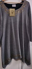 Paparazzi Fashion Dress, Grey With Gold Detailing.BNWT Size 16/18  A -line