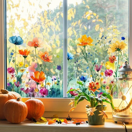 Colorful floral bouquet window - colorful,