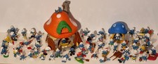 Original Papa Smurf House & Mushroom House, 50+ figures  Peyo Schleich W.Germany