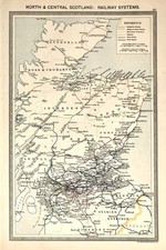 Scotland Railway Map, North and Central Scotland,  Antique Map 1907
