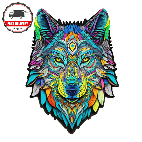Unique wolf pattern wooden - wolf,