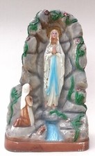 Virgin Mary & St Bernadette Lourdes Statue Plaster Figurine Catholic Vintage