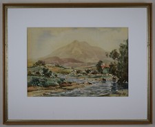 West of Ireland landscape. Watercolour by listed artist Frank Murphy c1965