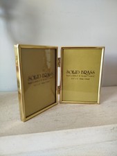 VINTAGE SMALL DOUBLE SOLID BRASS AND HINGED PHOTO FRAME MADE IN KOREA