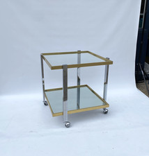 Bar Cart Drinks Trolley Brass Chrome 1970s Table Rega Zevi Glass Hollywood Regen
