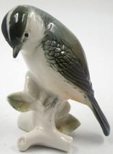 LOVELY VINTAGE  PORCELAIN KARL ENS BIRD FIGURE FIGURINE BLACK CAP