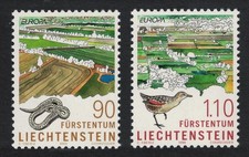Smooth Snake Corn crake Birds Europa. Parks and Gardens 2v Liechtenstein 1999