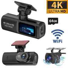 4K Dash Cam Front and Rear View 170° Car Camera Night Vision with Built in WiFi