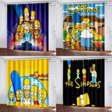 3D The Simpsons Cartoon Made Pair Thick Thermal Blackout Curtains Ring Eyelet UK