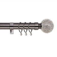 Extendable Metal Curtain Pole Includes Superior 60mm Finials, Rings & Fittings