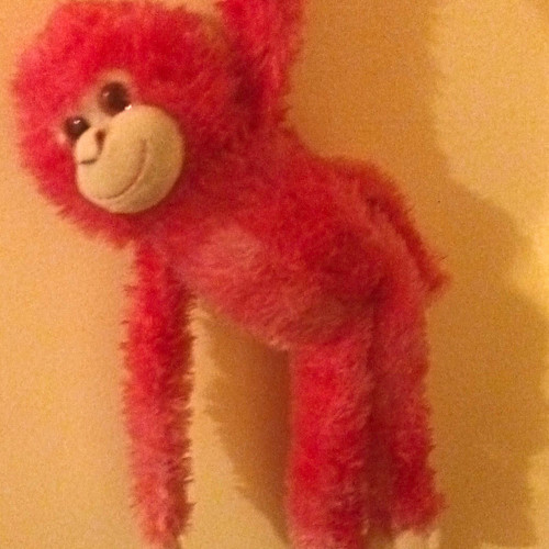 Pink white plush monkey - &,