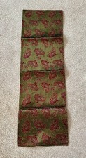 Men Cravat Vintage Scarf Green Red Gold Paisley Pure Silk Pre-Owned