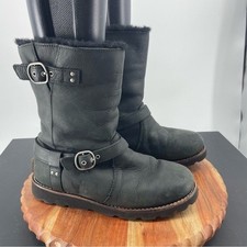 UGG black Noira leather pull on boots 1001733 snow Size 7
