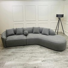 Ex Display RRP£1499 The Pebble Boucle Curvy Curved Large 4 to 5 Seater Sofa Grey