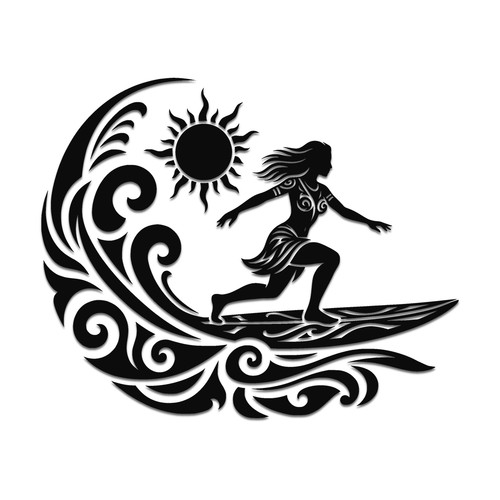 Female surfer goddess - female,