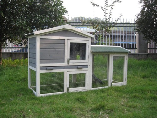Large wooden rabbit hutch - large,