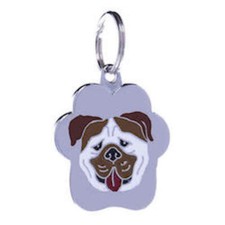 English Bulldog dog tag/ID tag/collar tag. Laser printed name details on back.