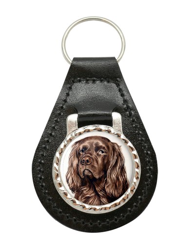 Sussex spaniel leather key fob - key,