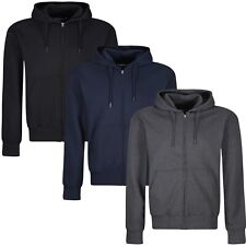 New Mens Hoodies Zip Up Hooded Fleece Zipper Plain Top Jacket Coat Warm Jumper