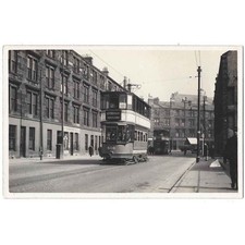 GLASGOW The No 18 Tram to Rutherglen, Tenement Streets, RP postcard Unposted