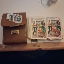 Vintage Fournier Victoria Spain Playing Cards In Real Hide Leather Case