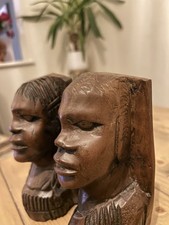 Vintage Pair Hand Carved Dark