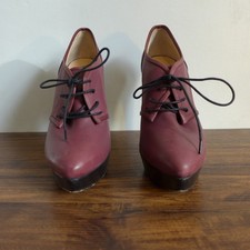 Rebeca Sanver High Heel All Leather Mulberry Laceup Shoes, Size UK 6.5
