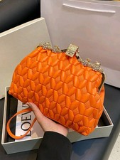 Orange Women Pearl Clutch Bag Sequined Evening Bag Wedding Chain Handbags