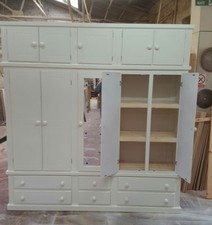 HANDMADE AYLESBURY IVORY 6 DRAWER 5 DOORS (MIRRORED) +TOP BOX+SHELVES WARDROBE