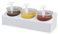 XL Catering Condiment Dispenser 3 Pumps 3 x 2.7l Pots Sauce Stand Pump Dispenser