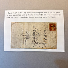 GB QV 1854 Postal History Cover 1d One Penny Red Stars P16 - DUBLIN to PORTADOWN