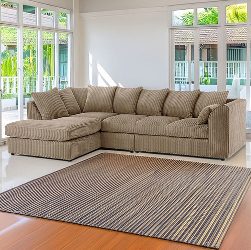 Sofa striped fabric shaped - sofa,