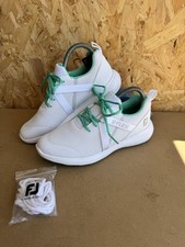 Footjoy FJ Flex Ladies Golf Shoes UK Size 5.5 White/ Mint Green - Lightly Used