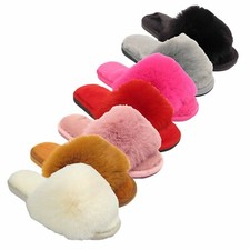 Ladies Fur Slippers Womens