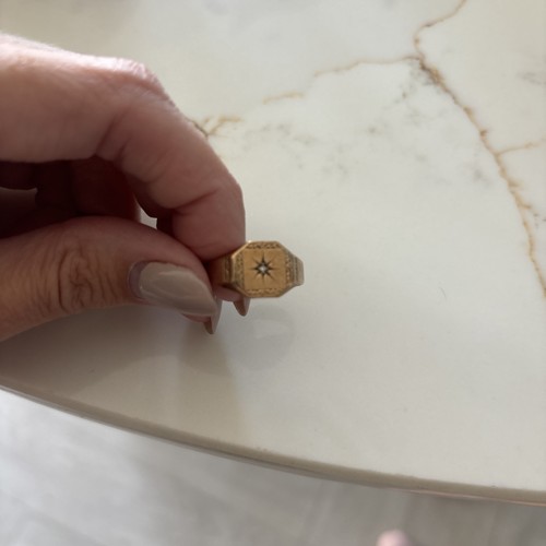 Gents yellow gold ring signet - yellow,