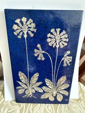 Rare vintage Silvered Blue wall plaque, Primula, by Heinz Erret of Gustavsberg