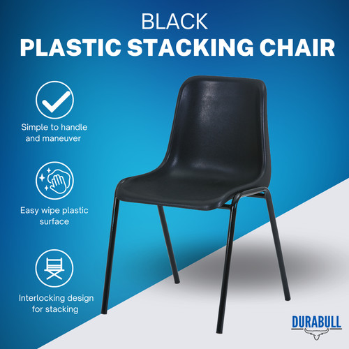 Black plastic stacking chair - black,